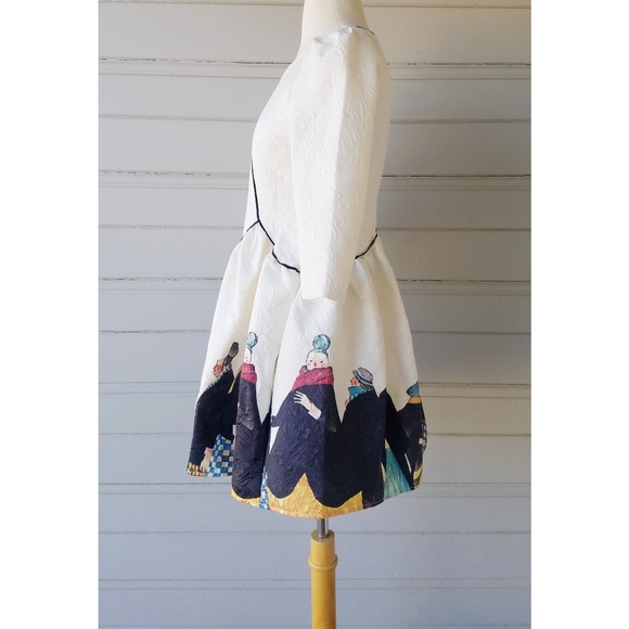 Chun Mei Na Beautiful Watercolor Art Graphic Print Mini Dress 3/4 Sleeves S 4 6 - Picture 4 of 8